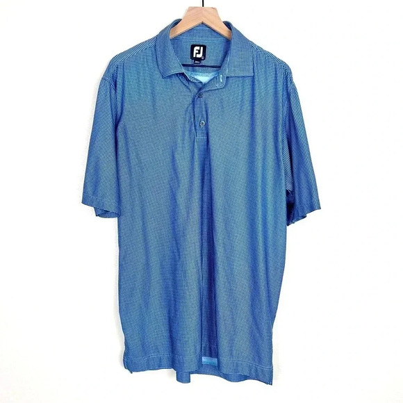 Foot Joy White and Blue Micro Houndstooth Polo - Picture 1 of 7